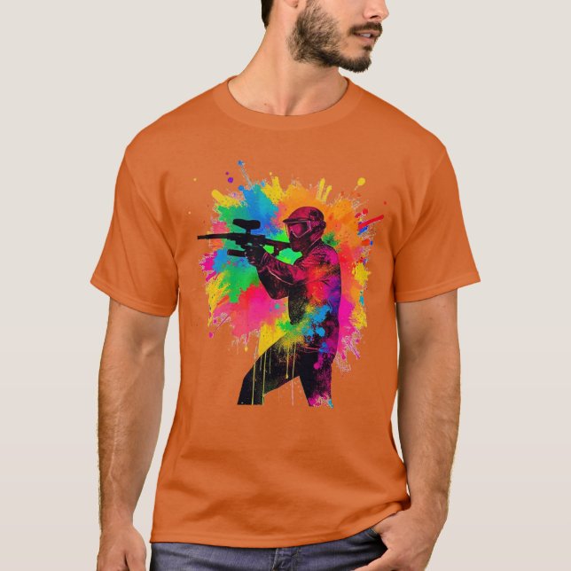 Paintball Gamer Colorful Design T-Shirt (Front)