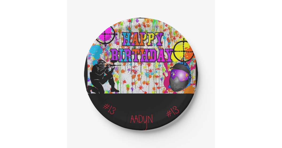 Paintball Happy Birthday Plate Zazzle
