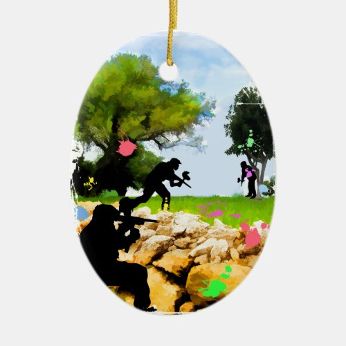 Paintball in the Spring Ceramic Ornament