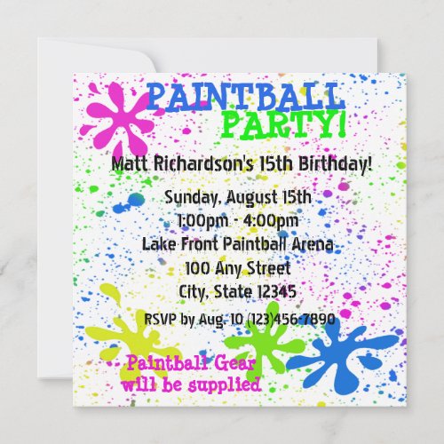 Paintball Invitation