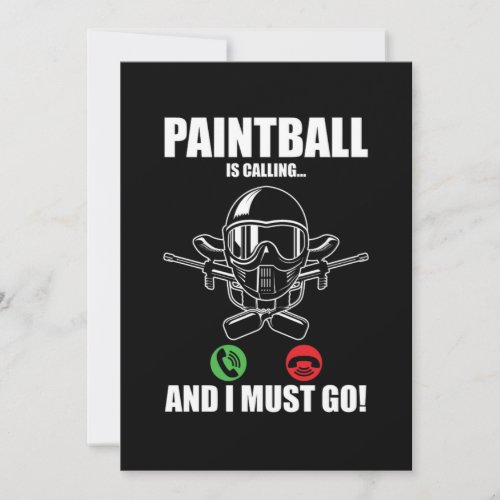 Paintball Is Calling Paintball Player Marker Gift Invitation