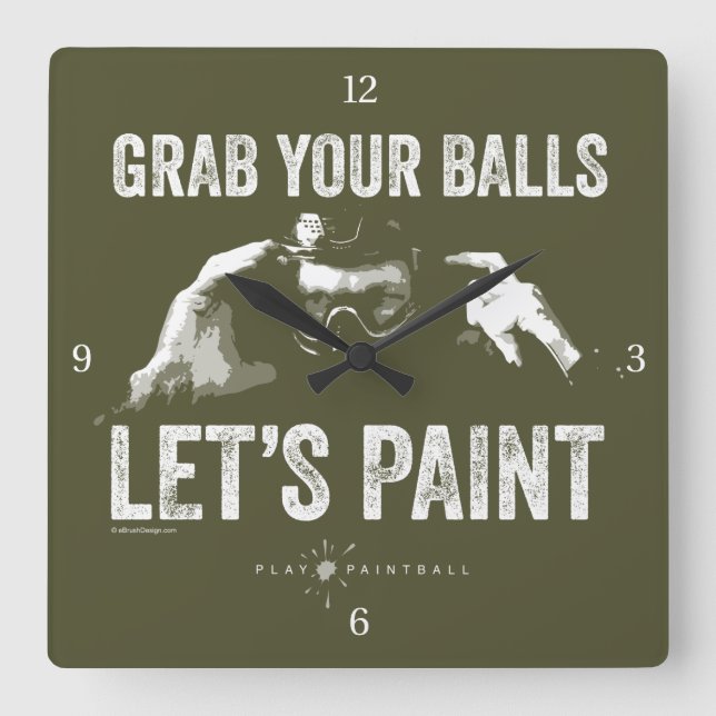 Paintball Let’s Paint Square Wall Clock (Front)
