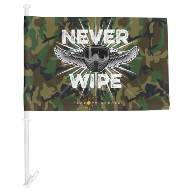Paintball Never Wipe (camo) Car Flag (Front)