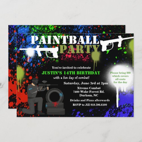 Paintball Party Birthday Invitation