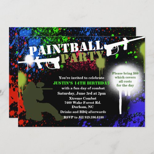 Paintball Party Birthday Invitation