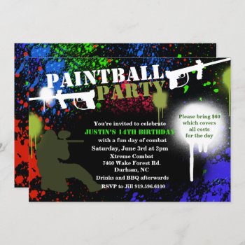 Paintball Party Birthday Invitation by PaperandPomp at Zazzle