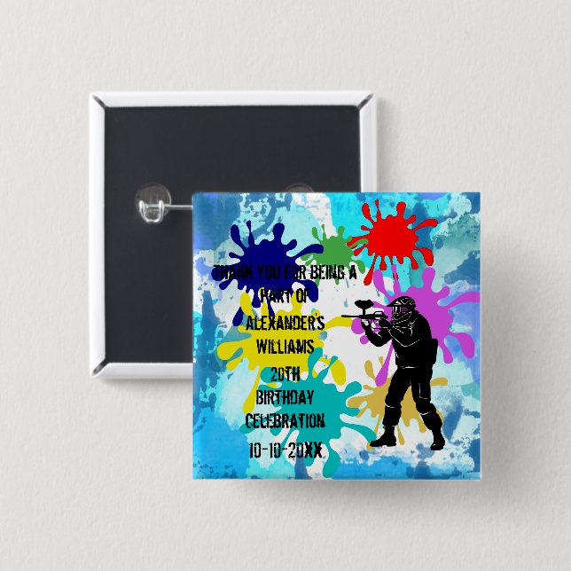 Paintball Party Button (Front & Back)