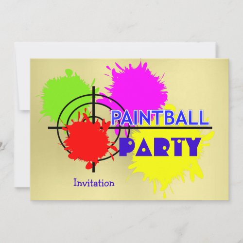 Paintball Party Gun Shot Paint Splats Invitation