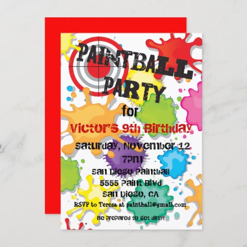 Paintball Party Invitation