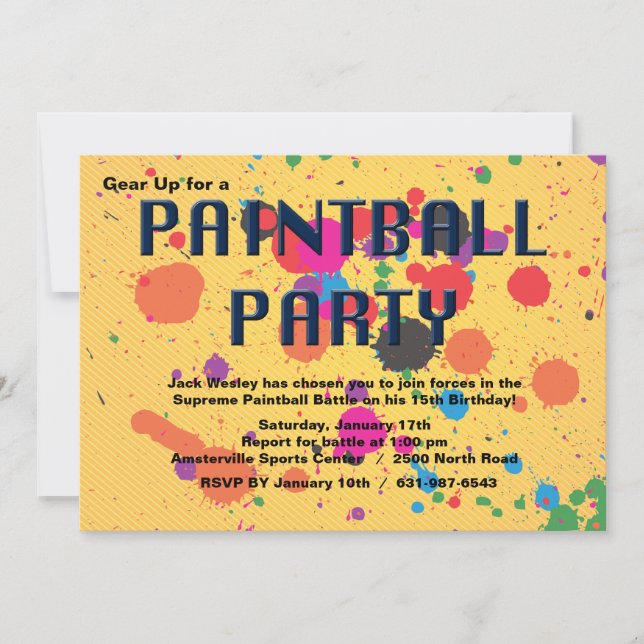 Paintball Party Invitation (Front)
