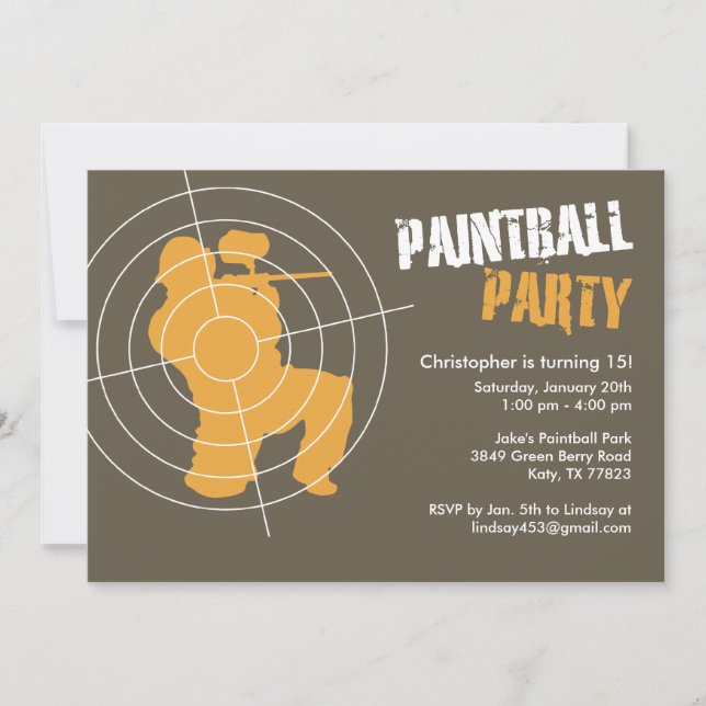 Paintball Party Invitations (Front)