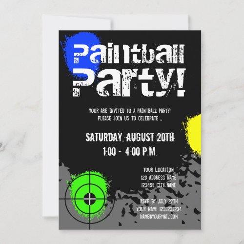 Paintball party invitations  Custom invites