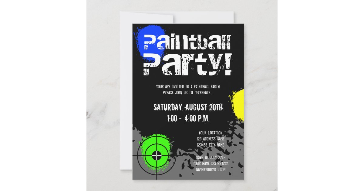 Paintball party invitations Custom invites Zazzle