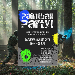 Paintball party invitations   Custom invites