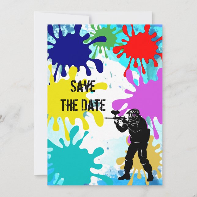 Paintball Party Save The Date (Front)