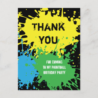 Paintball Party Thank You Postcard
