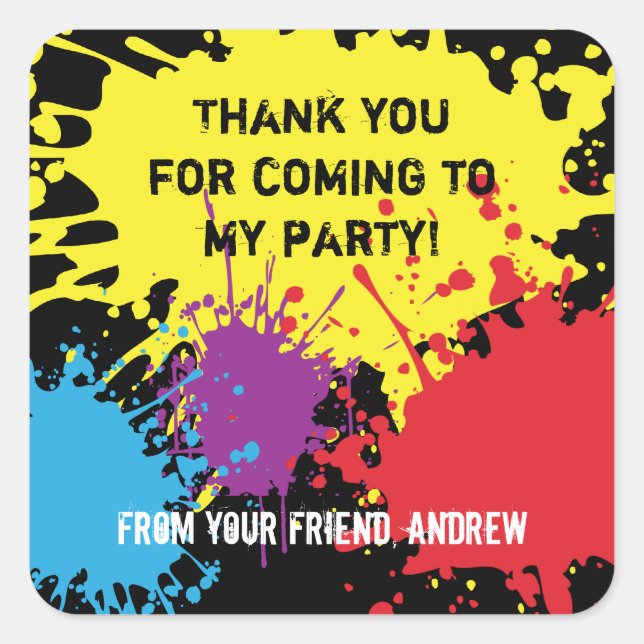 Paintball Party Thank You Sticker (Front)