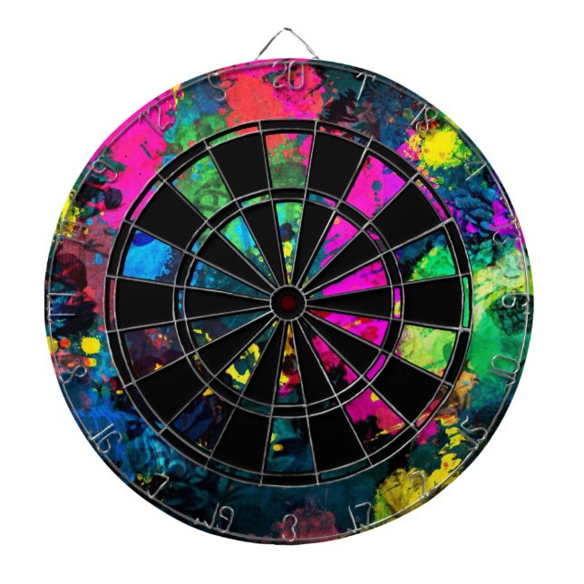 Paintball Pattern Dartboard With Darts (Front)