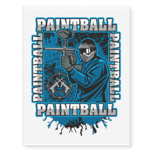 Paintball Player Blue Team Temporary Tattoos