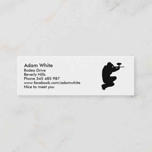 Customizable Paintball player business card template