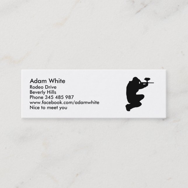 Paintball player mini business card (Front)
