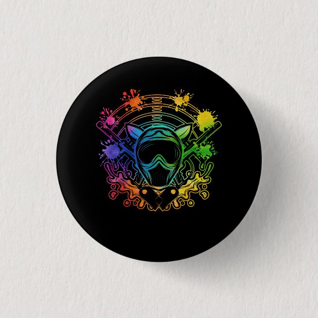 Paintball Player Paint Shooting Paintballer Air Gu Button (Front)