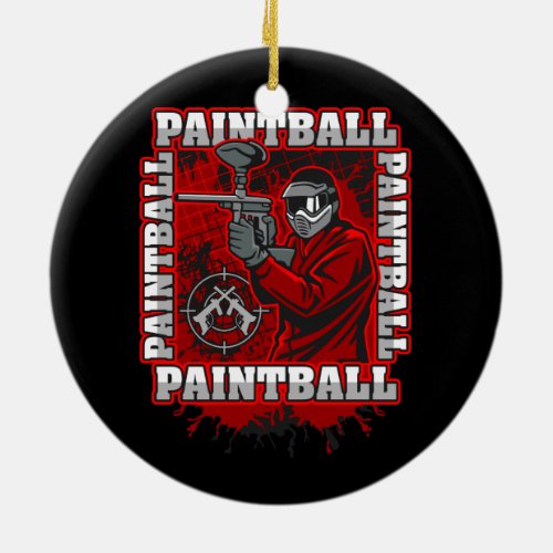 Paintball Player Red Team Colors Ceramic Ornament