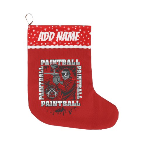 Paintball Player Red Team Colors Large Christmas Stocking