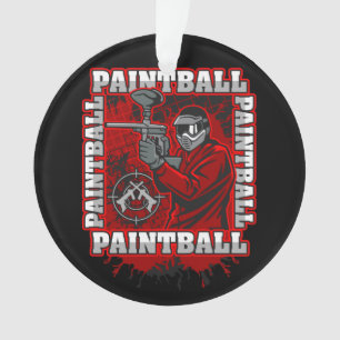 Paintball Player Red Team Colors Ornament
