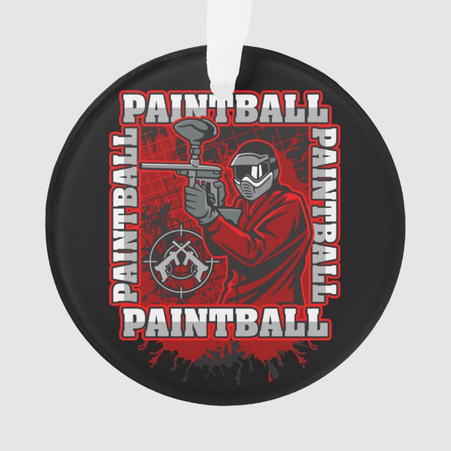 Paintball Player Red Team Colors Ornament (Front)