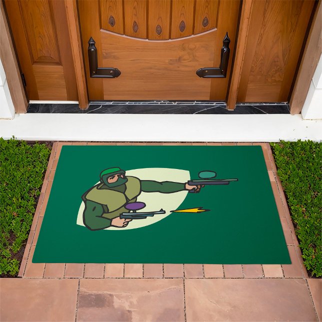 Paintball Player with Dual Markers Action Sports  Doormat (Creator Uploaded)