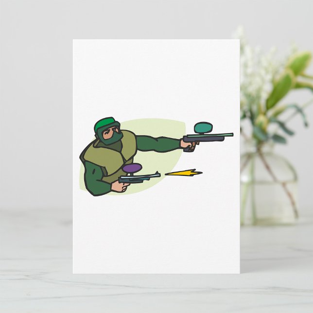 Paintball Player with Dual Markers Action Sports  Invitation (Creator Uploaded)