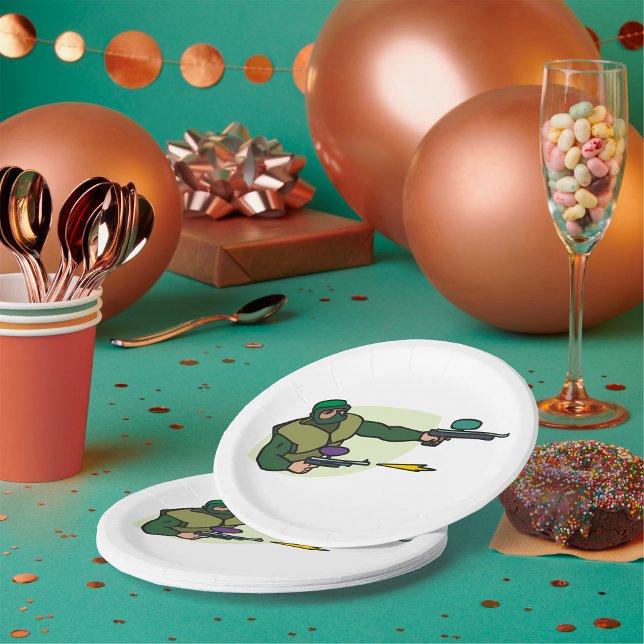 Paintball Player with Dual Markers Action Sports  Paper Plates (Creator Uploaded)