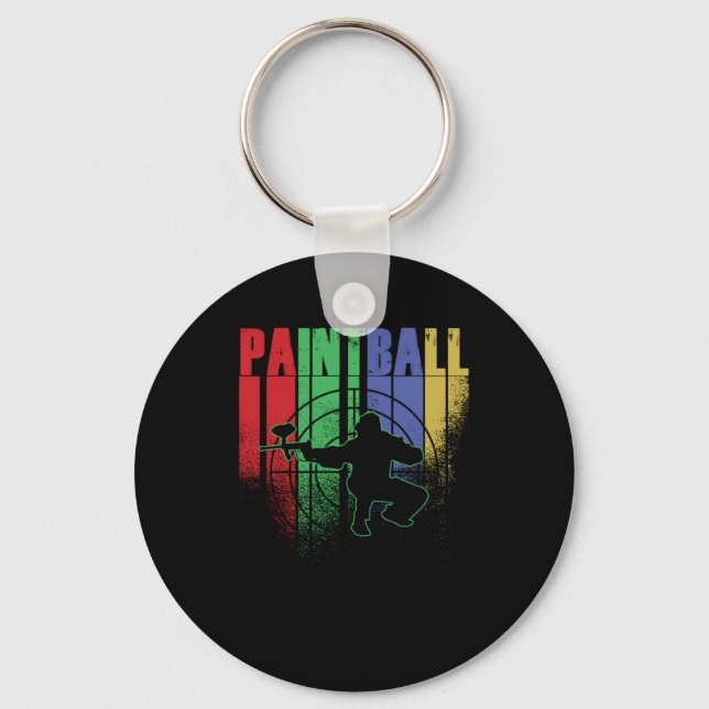 Paintball Retro Vintage Paintball Player Gift Keychain (Front)