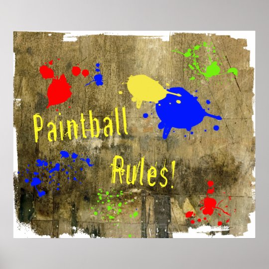 Paintball Rules on a Grunge Wall Poster
