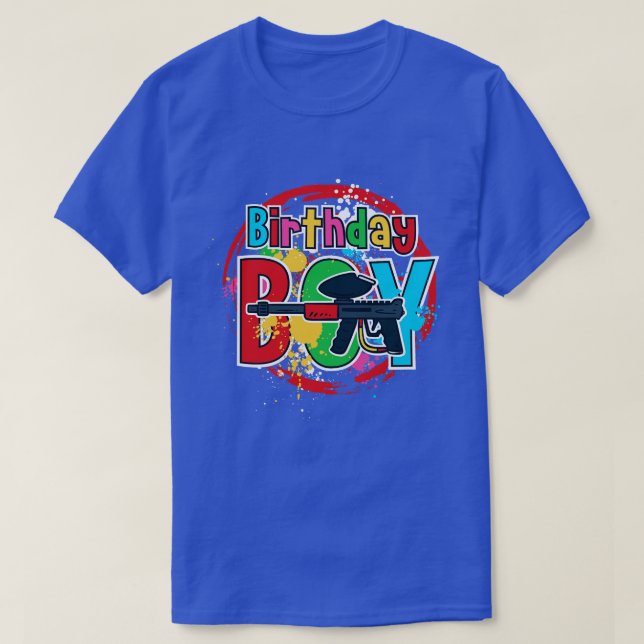 Paintball Shooting Birthday Boy T-Shirt (Design Front)