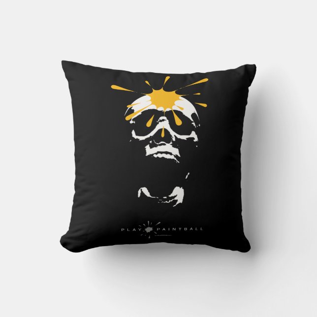 Paintball Skull Throw Pillow (Front)