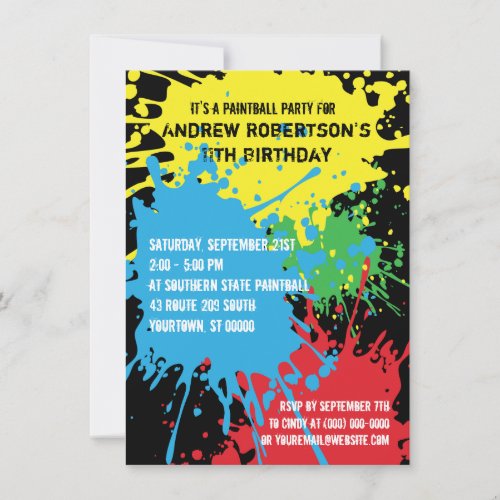 Paintball Splat Party Invitation