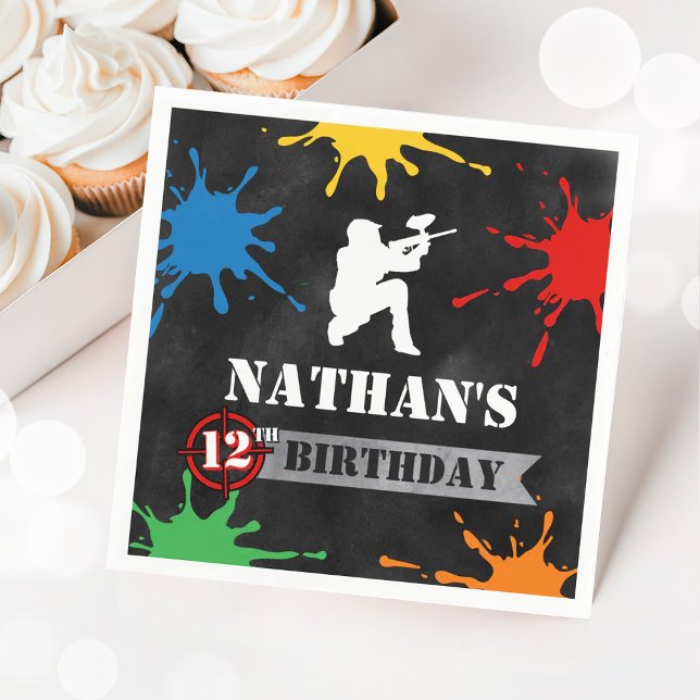Paintball Splatter Birthday Boys Teens Napkins (Creator Uploaded)