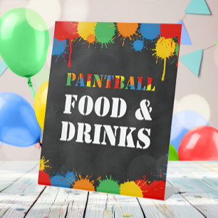 Paintball Splatter Food Birthday Boys Pedestal Sign