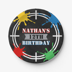 Paintball Splatter Kids Birthday Colorful Paper Plates