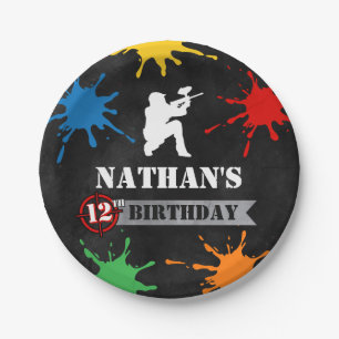 Paintball Splatter Kids Birthday Party Paper Plate