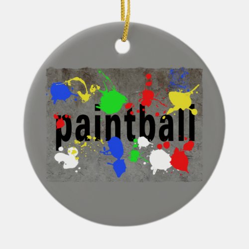Paintball Splatter on Concrete Wall Ceramic Ornament
