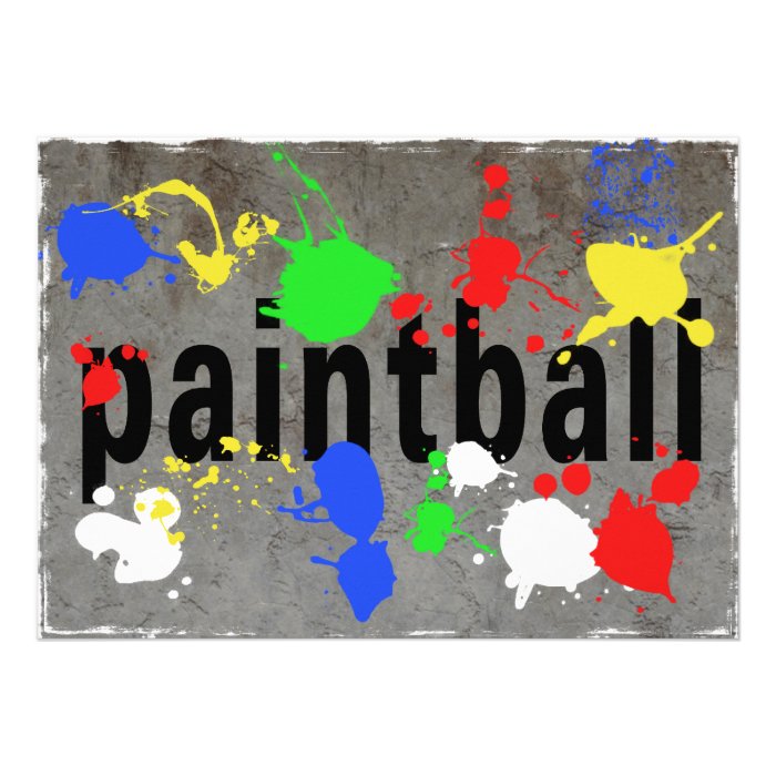 Paintball Splatter on Concrete Wall Personalized Announcements