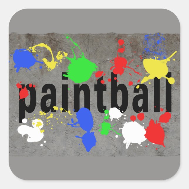 Paintball Splatter on Concrete Wall Square Sticker (Front)