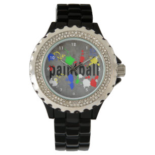 Paintball text on Grey with Splatters Watch