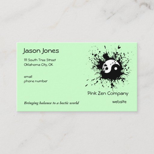Customizable Paintball Yin-Yang Splat! Business Cards