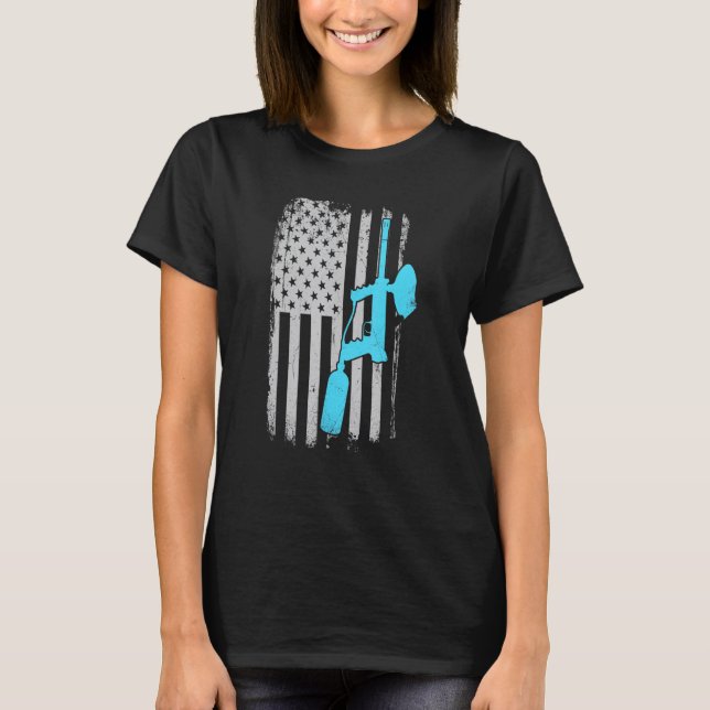Paintballer Patriotic Usa American Flag Paintball  T-Shirt (Front)