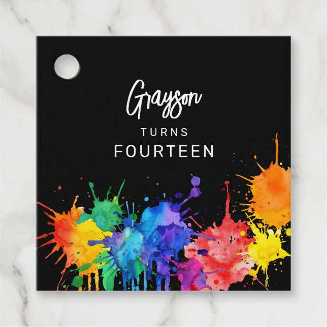 Paintballing Birthday Party Favor Tags (Front)