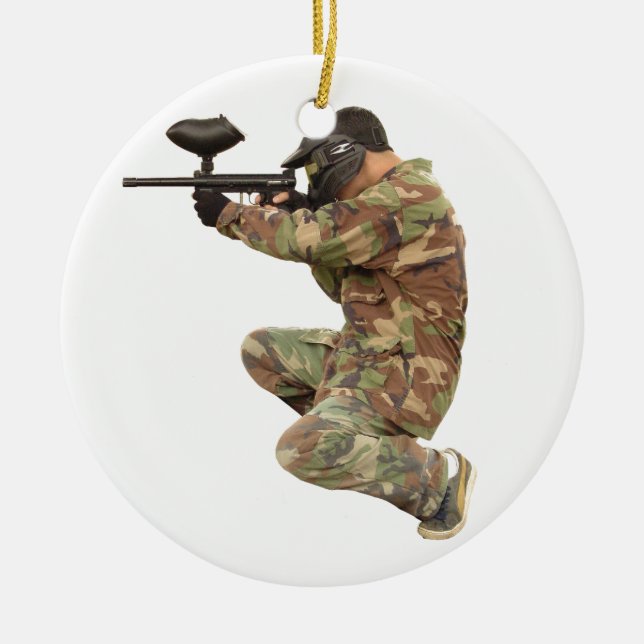 Paintballing Ceramic Ornament (Front)